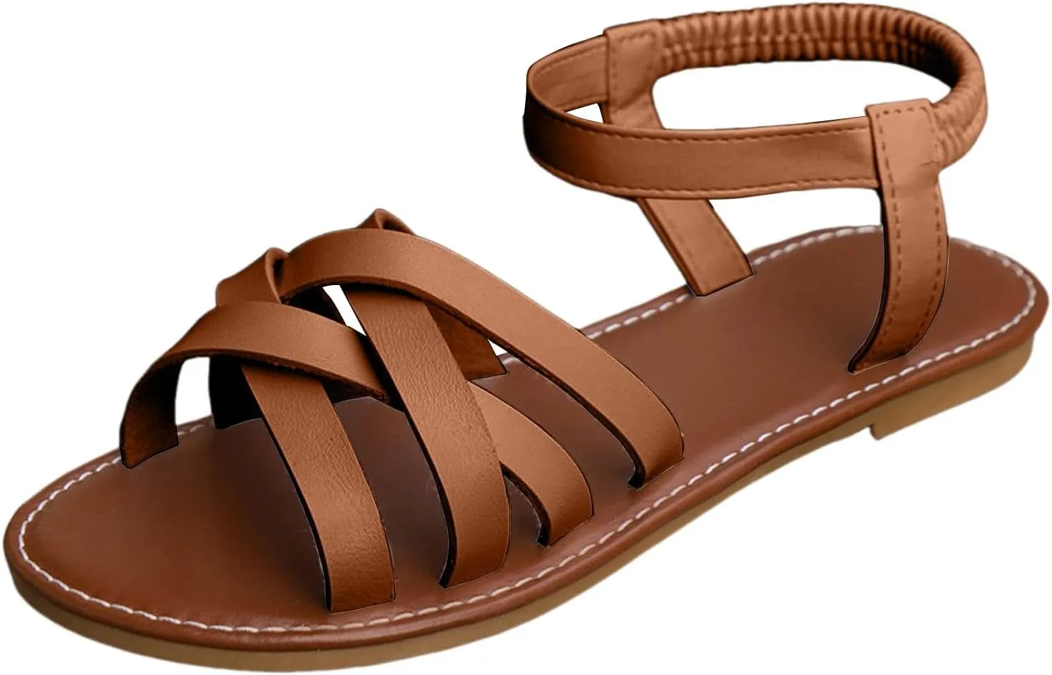 Womens Flat Sandals Comfortable Soft Sandals Shoes for Women Dressy 2025 Summer Casual Open Toe Solid Color Non Slip Cushioned Shoes Beach Vacation Travel Walking Party Dress Sandal
