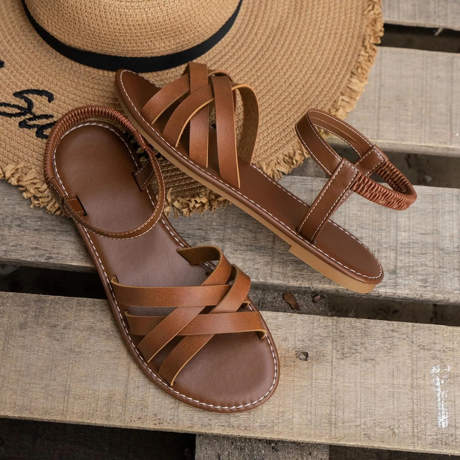 Womens Flat Sandals Comfortable Soft Sandals Shoes for Women Dressy 2025 Summer Casual Open Toe Solid Color Non Slip Cushioned Shoes Beach Vacation Travel Walking Party Dress Sandal