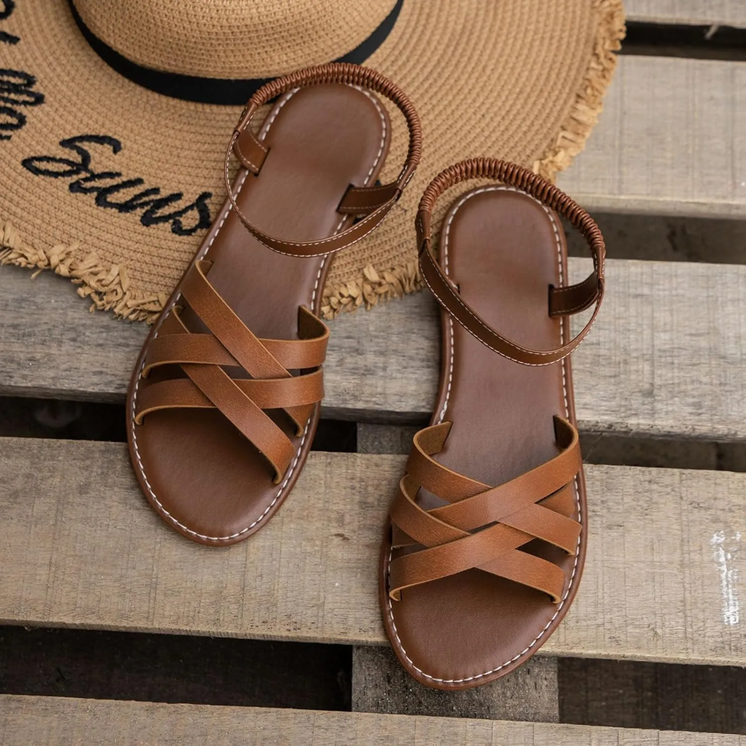 Womens Flat Sandals Comfortable Soft Sandals Shoes for Women Dressy 2025 Summer Casual Open Toe Solid Color Non Slip Cushioned Shoes Beach Vacation Travel Walking Party Dress Sandal