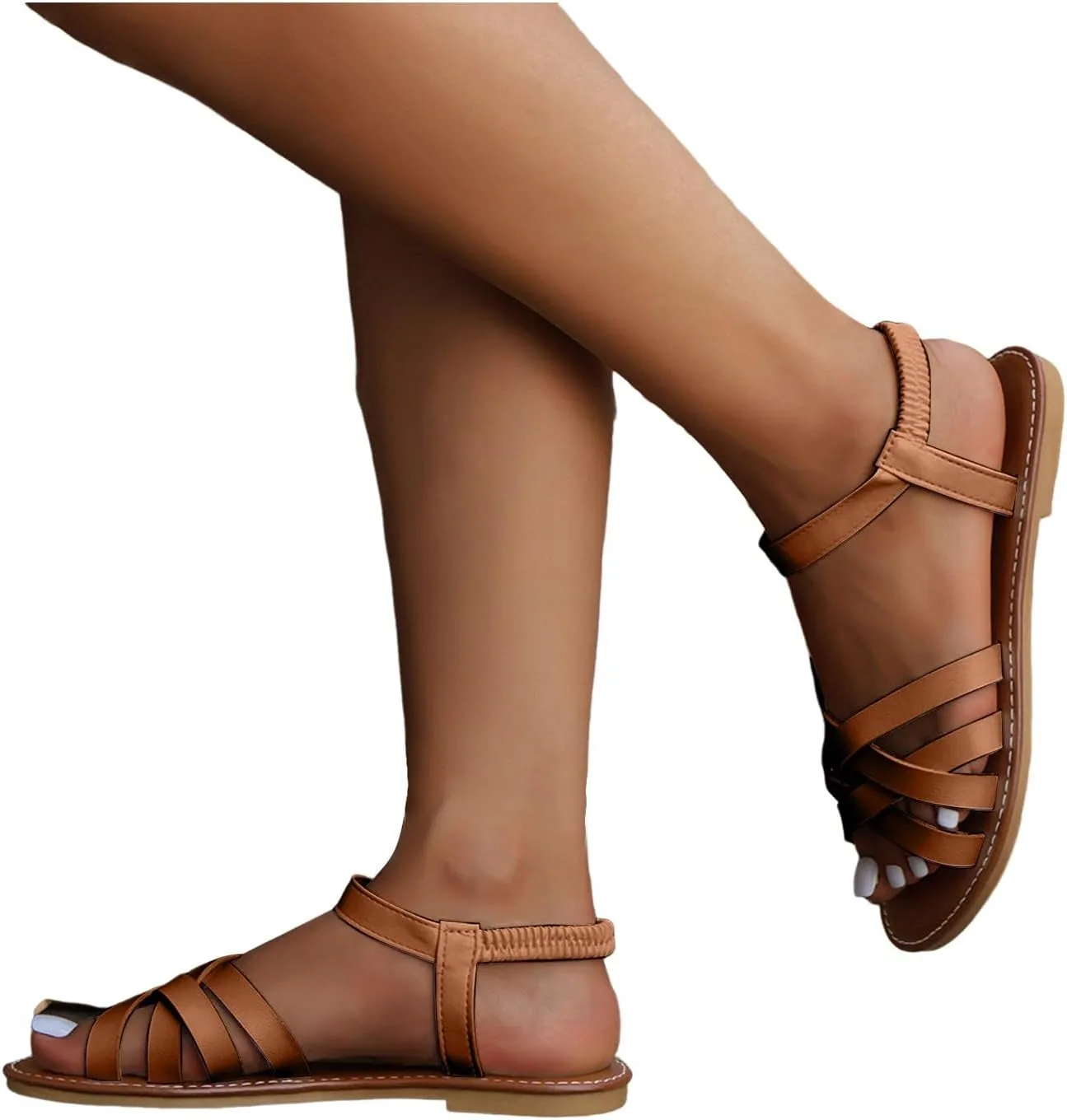 Womens Flat Sandals Comfortable Soft Sandals Shoes for Women Dressy 2025 Summer Casual Open Toe Solid Color Non Slip Cushioned Shoes Beach Vacation Travel Walking Party Dress Sandal