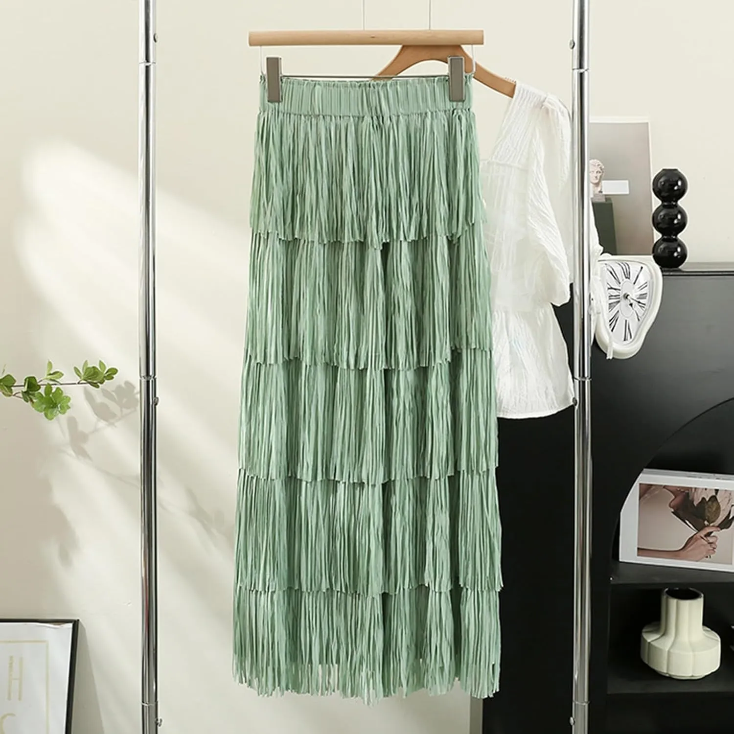 Women's Fringe High Waist Pencil Bodycon Skirts, Sexy Elegant Tassel Long Midi Skirt Summer Party Dance Skirts
