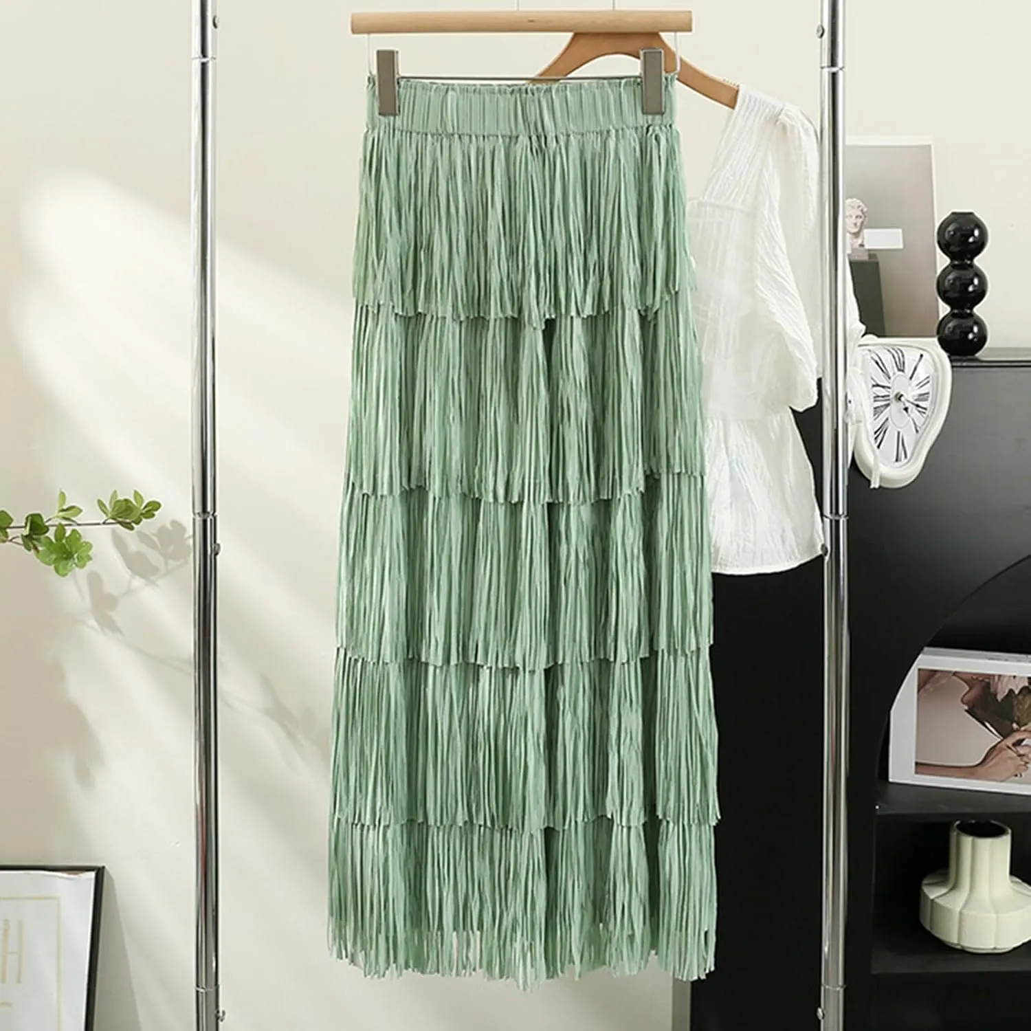 Women's Fringe High Waist Pencil Bodycon Skirts, Sexy Elegant Tassel Long Midi Skirt Summer Party Dance Skirts