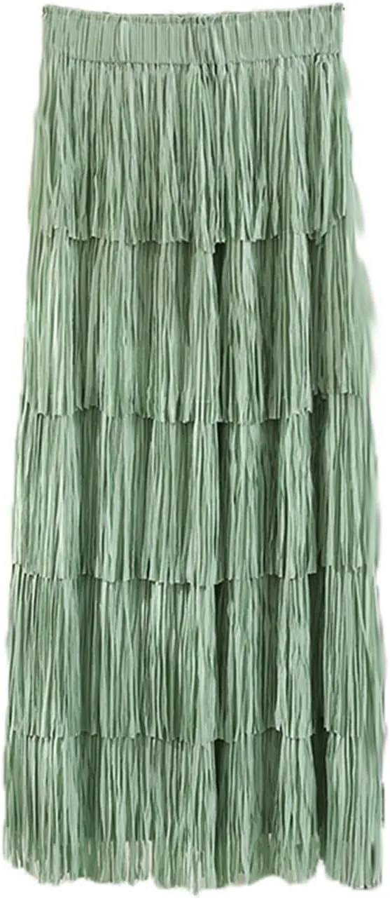 Women's Fringe High Waist Pencil Bodycon Skirts, Sexy Elegant Tassel Long Midi Skirt Summer Party Dance Skirts