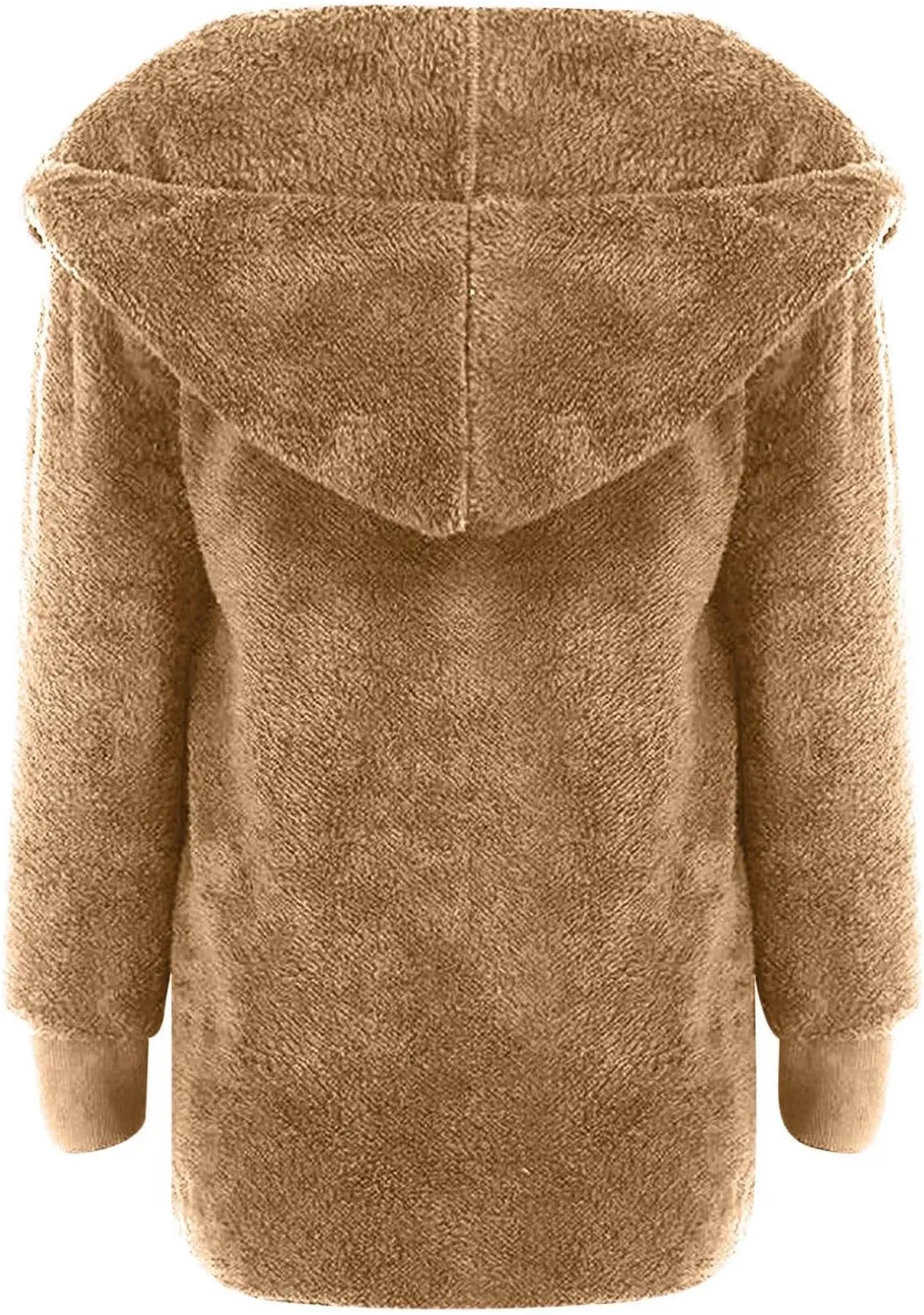 Womens Fuzzy Fleece Cardigan Coat Casual Oversized Open Front Sherpa Hooded Jackets Warm Winter Fluffy Outerwear