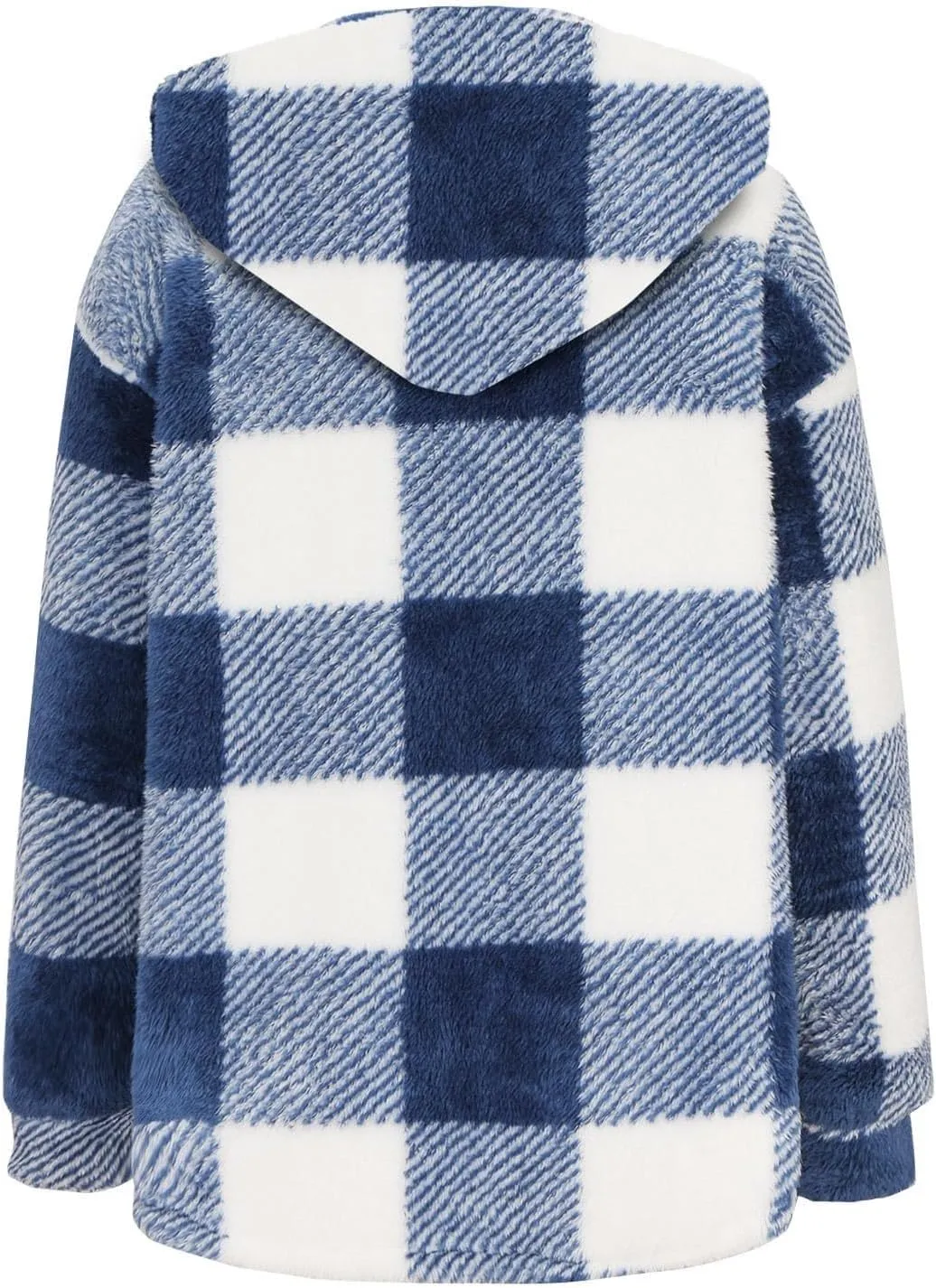 Womens Fuzzy Fleece Plaid Jacket Casual Loose Plus Size Button Down Sherp_a Shacket Warm Winter Shearling Coat