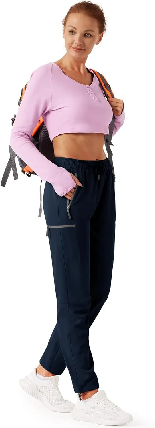 Women's Hiking Cargo Pants Outdoor Lightweight Quick Dry Water Resistant UPF 50  Capris Pants with Zipper Pockets