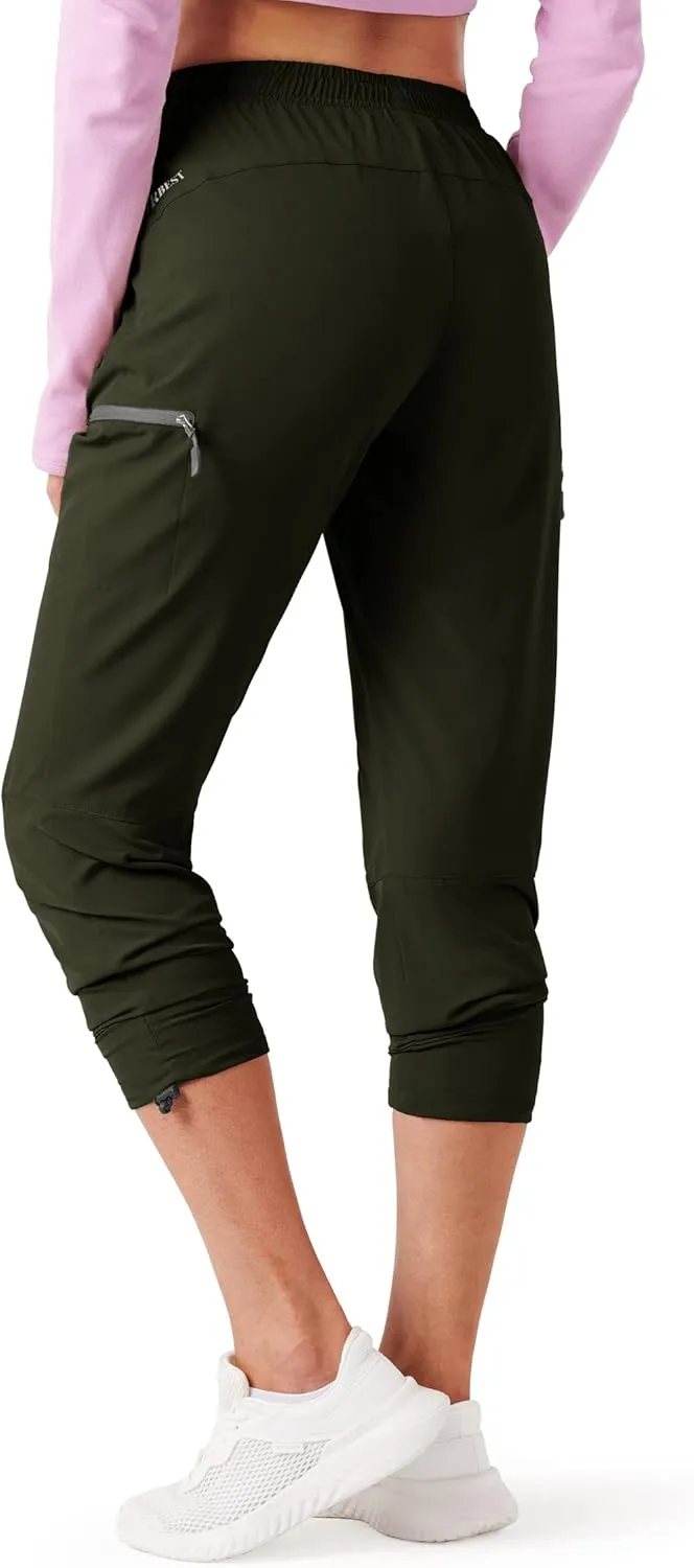 Women's Hiking Cargo Pants Outdoor Lightweight Quick Dry Water Resistant UPF 50  Capris Pants with Zipper Pockets