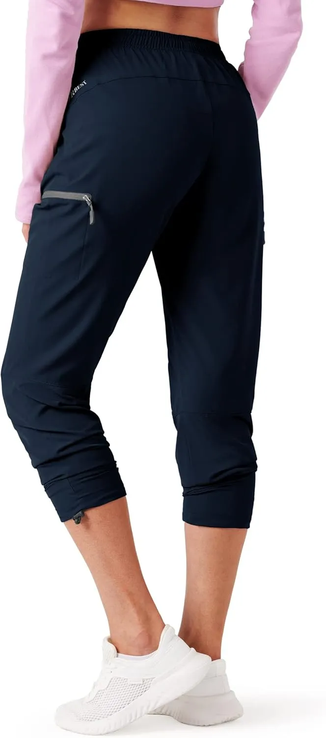Women's Hiking Cargo Pants Outdoor Lightweight Quick Dry Water Resistant UPF 50  Capris Pants with Zipper Pockets