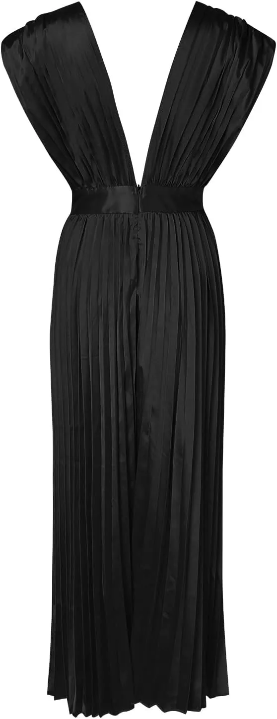 Womens Large Loose Sexy Pleated Dress Casual Loose Zipper Sleeveless Dress Ball Gown Plus Size Dresses for Women