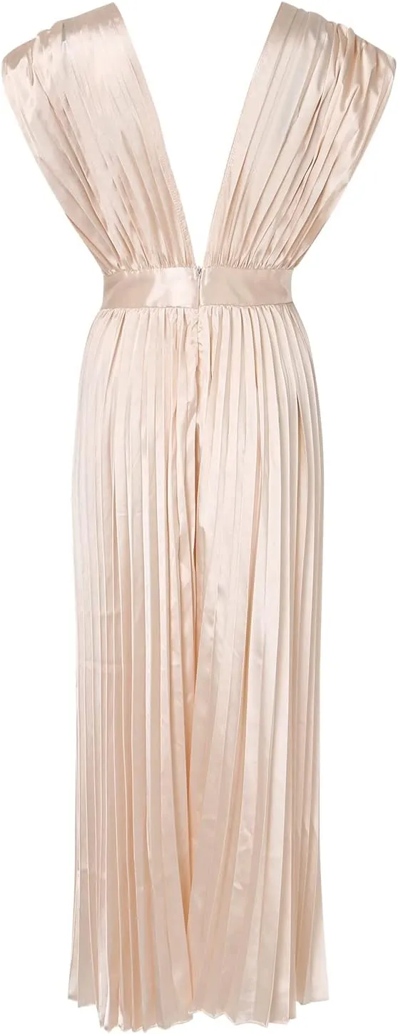Womens Large Loose Sexy Pleated Dress Casual Loose Zipper Sleeveless Dress Ball Gown Plus Size Dresses for Women