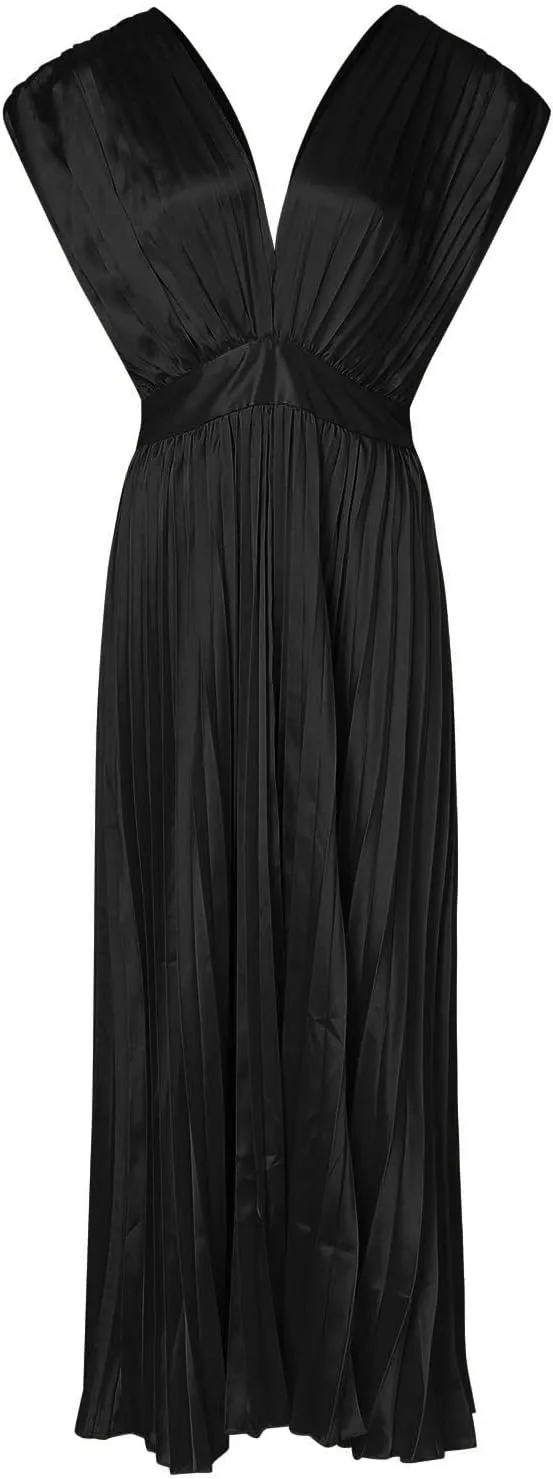 Womens Large Loose Sexy Pleated Dress Casual Loose Zipper Sleeveless Dress Ball Gown Plus Size Dresses for Women