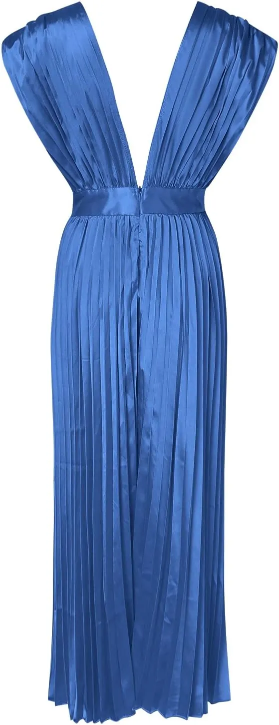 Womens Large Loose Sexy Pleated Dress Casual Loose Zipper Sleeveless Dress Ball Gown Plus Size Dresses for Women