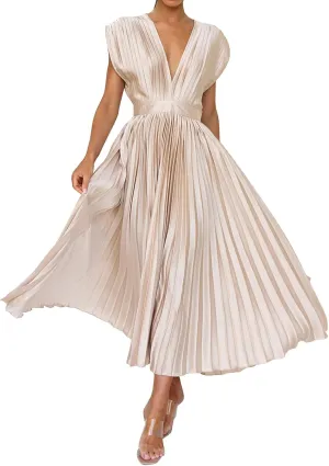 Womens Large Loose Sexy Pleated Dress Casual Loose Zipper Sleeveless Dress Ball Gown Plus Size Dresses for Women