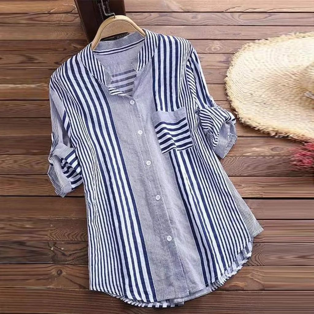 Women's Linen Loose Fit Tshirt Tops Vintage Lace Tie V-Neck Embroidered Tunics Comfy Relaxed Ladies 3/4 Sleeve Blouse