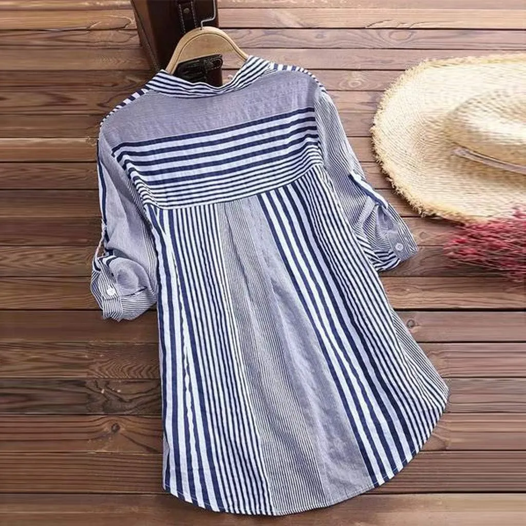 Women's Linen Loose Fit Tshirt Tops Vintage Lace Tie V-Neck Embroidered Tunics Comfy Relaxed Ladies 3/4 Sleeve Blouse