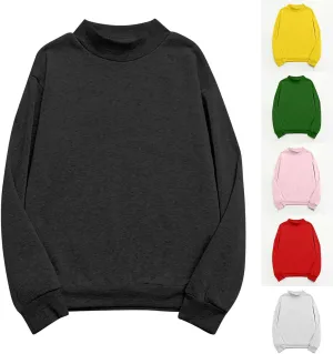 Women's Oversized Round Neck Sweatshirts Long Sleeve Turtleneck Sweatshirt Fall Classic Pullover Tops