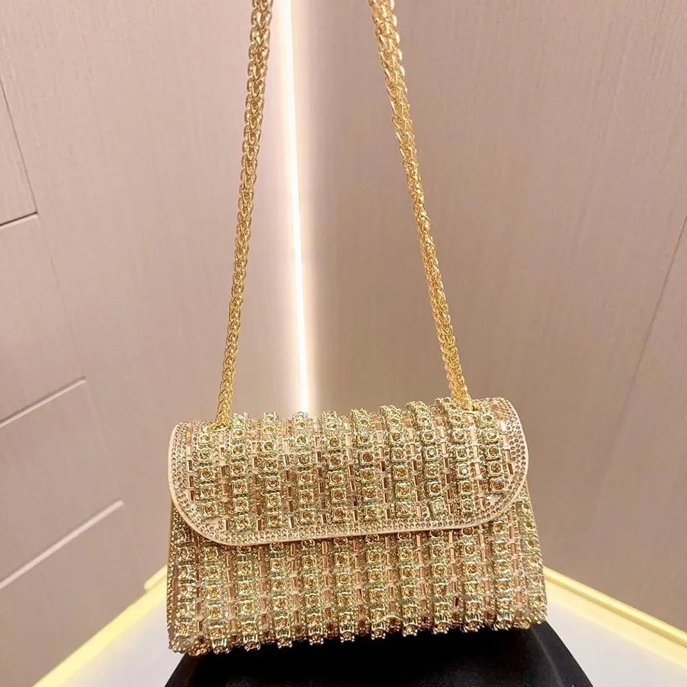 Women's Rhinestone Clutch Purse with Chain Crystal Shoulder Evening Bag Bling Crossbody Bag for Wedding Bridal