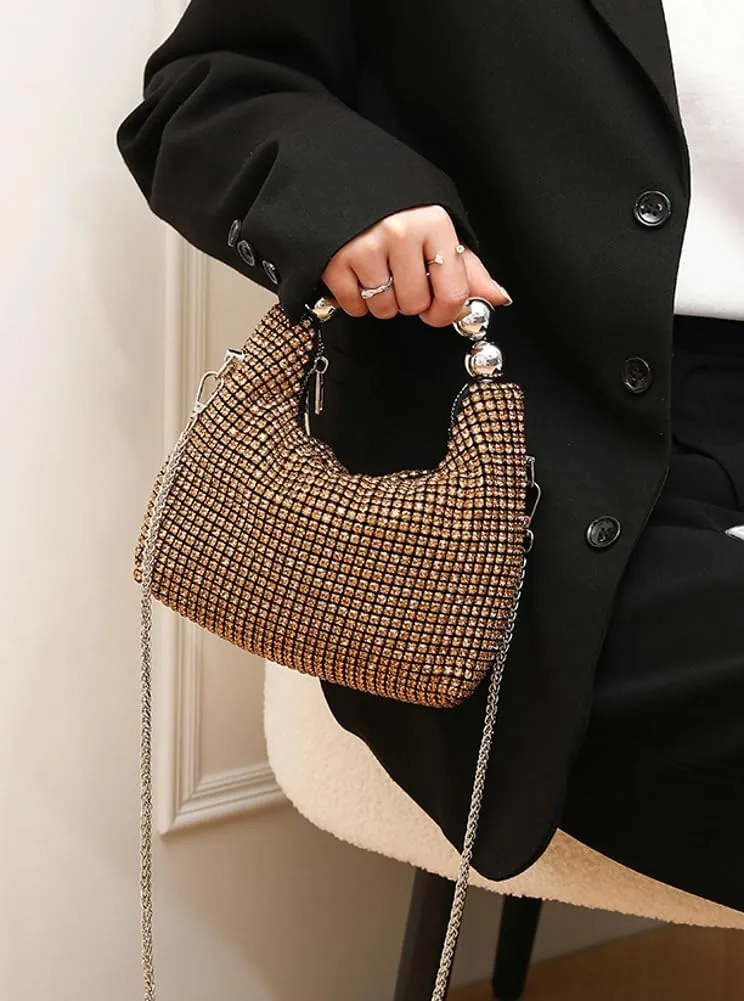 Womens Rhinestone Purse Sparkly Evening Bag Clutch with Chain Crossbody Shoulder Handbags for Party Wedding