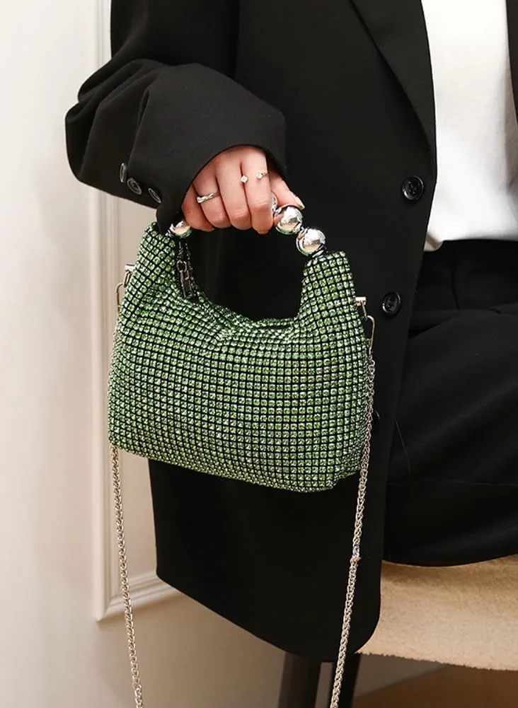 Womens Rhinestone Purse Sparkly Evening Bag Clutch with Chain Crossbody Shoulder Handbags for Party Wedding