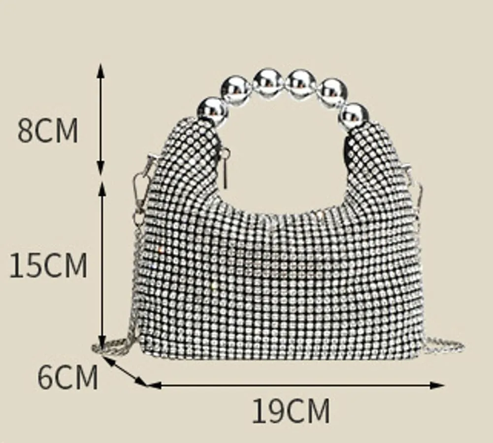 Womens Rhinestone Purse Sparkly Evening Bag Clutch with Chain Crossbody Shoulder Handbags for Party Wedding
