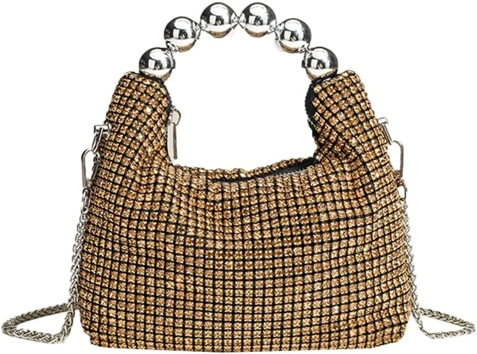 Womens Rhinestone Purse Sparkly Evening Bag Clutch with Chain Crossbody Shoulder Handbags for Party Wedding