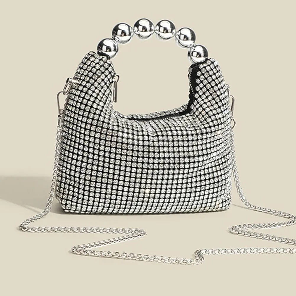 Womens Rhinestone Purse Sparkly Evening Bag Clutch with Chain Crossbody Shoulder Handbags for Party Wedding