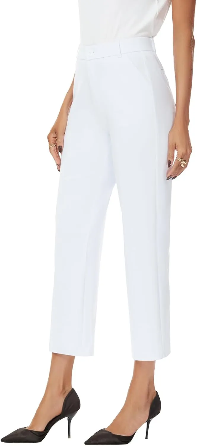 Women's Straight Leg Dress Work Ankle Pants Business Office Casual Slacks with Pockets