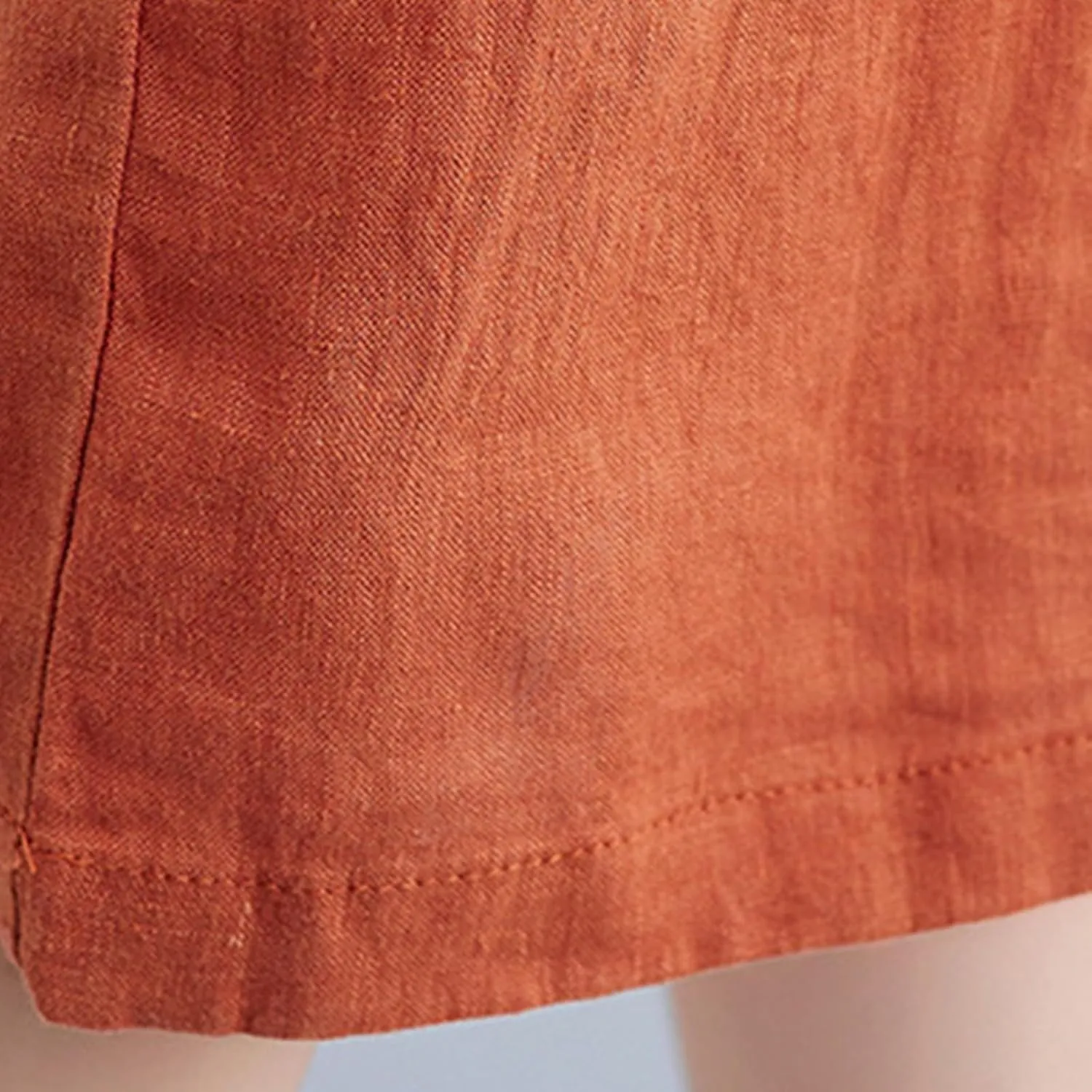 Women's Summer Cotton Linen Dresses with Pockets Solid Color Short Sleeve Crew Neck Casual Loose Fit Midi Dress