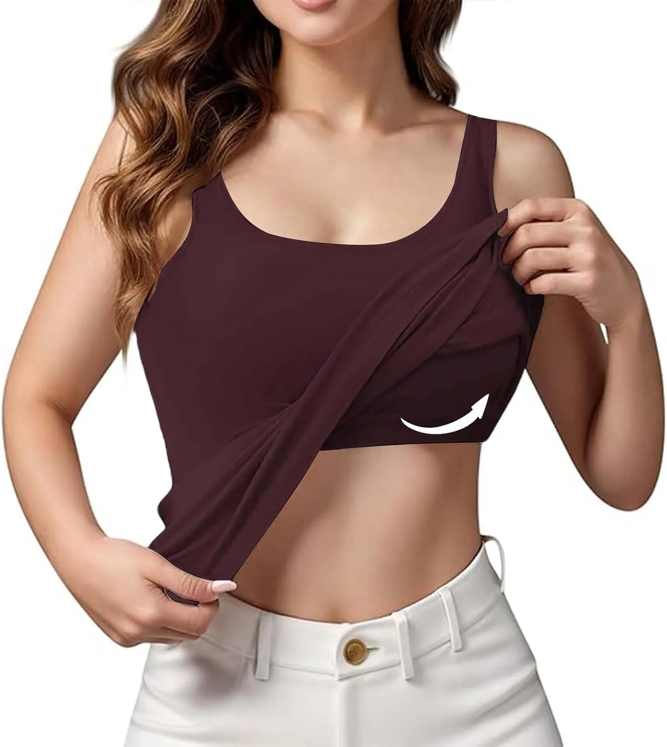 Women's Tank Tops with Built in Bras Scoop Neck Open Back Sports Racerback Vest Workout Sleeveless Padded Tanks