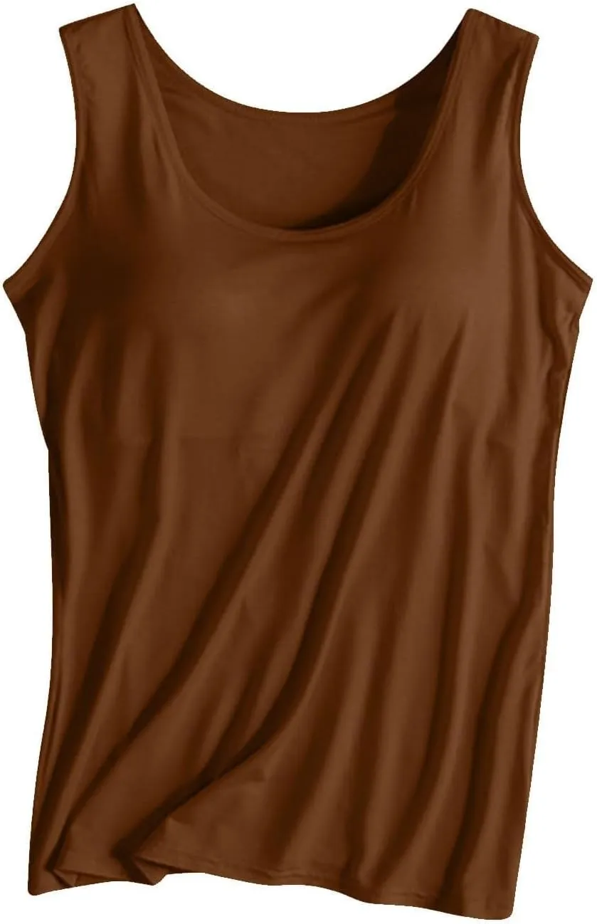 Women's Tank Tops with Built in Bras Scoop Neck Open Back Sports Racerback Vest Workout Sleeveless Padded Tanks