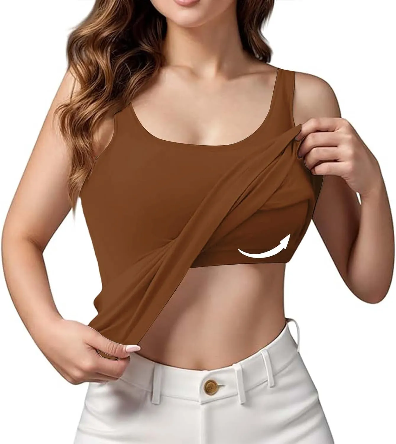 Women's Tank Tops with Built in Bras Scoop Neck Open Back Sports Racerback Vest Workout Sleeveless Padded Tanks