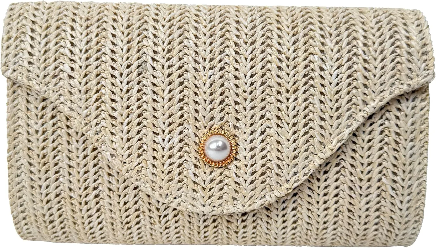 Womens Trendy Straw Clutch Bag Straw Crossbody Bags For Women Summer Vacation Beach Purse Evening Purse With Pearl