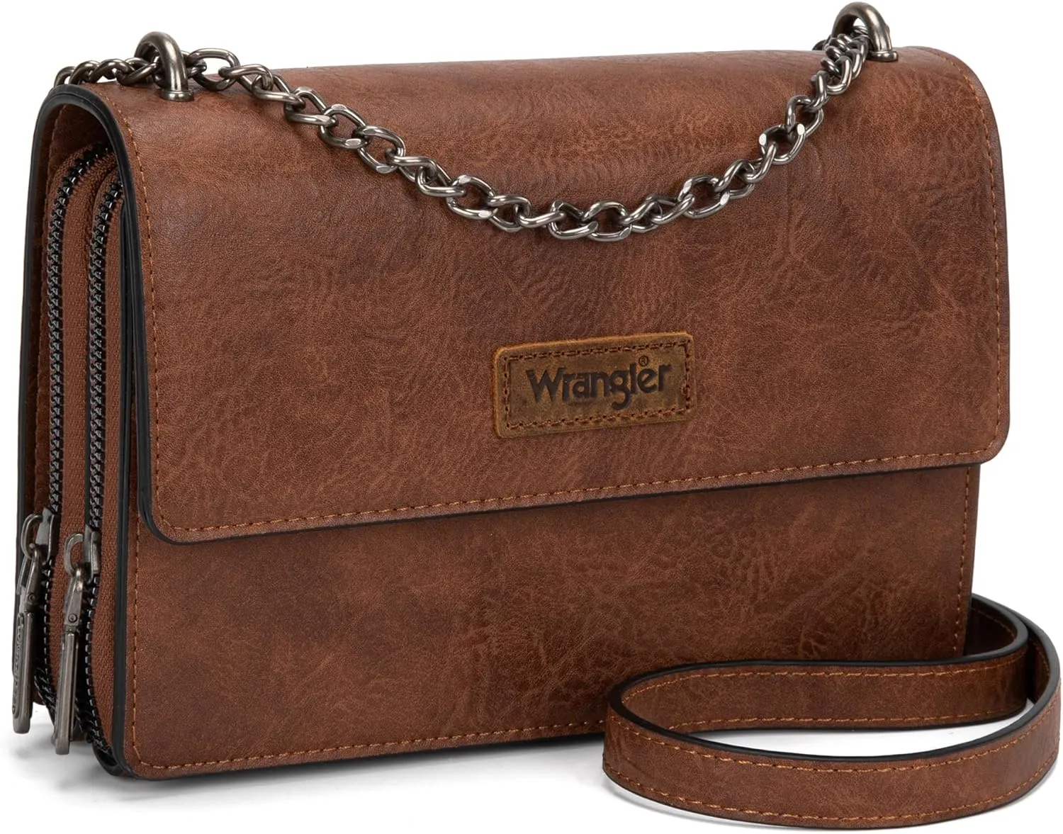 Wrangler Flap Crossbody Purse for Women Shoulder Bag Vintage Wallets with Chain Strap