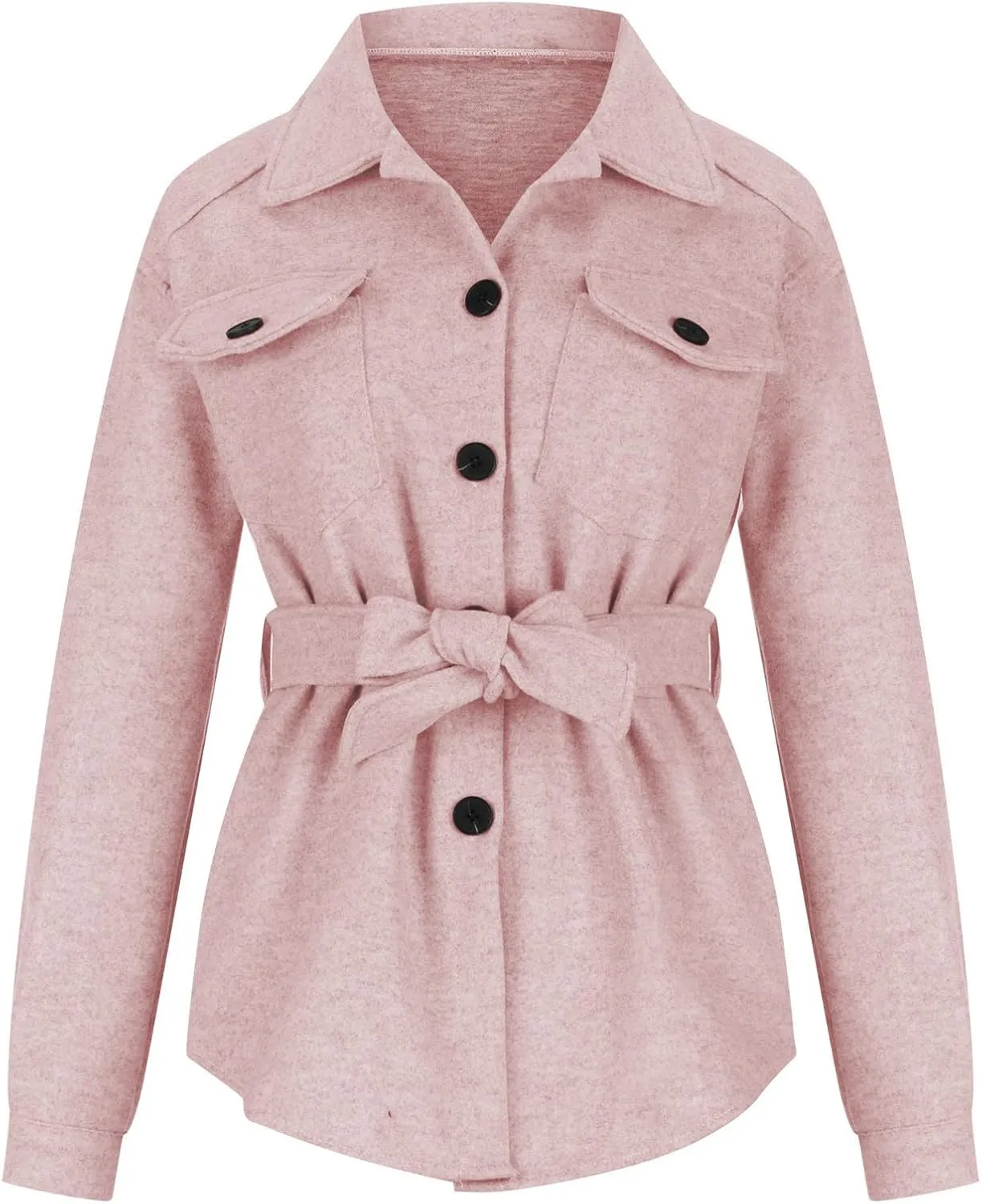 XUNRYAN Womens Trench Coat Fashion Shacket Jackets Wool-Blend Casual Button Shirt Blouse Jacket Trendy Peacoat Overcoat