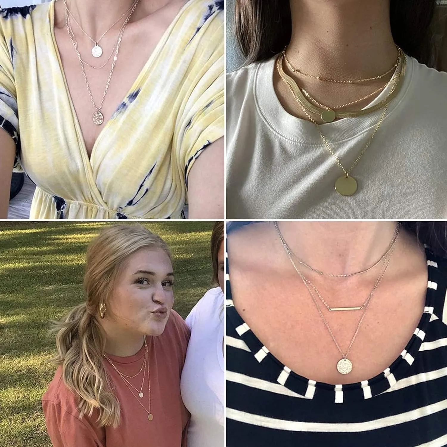 YANCHUN Layered Necklace for Women Stackable Necklaces Set Dainty Chain Necklace Layering Stack Charm Necklace Trendy Jewelry Christmas Gifts Stuffs Stocking Stuffers for Women