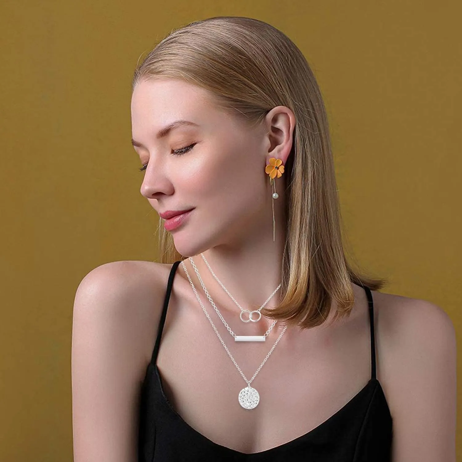 YANCHUN Layered Necklace for Women Stackable Necklaces Set Dainty Chain Necklace Layering Stack Charm Necklace Trendy Jewelry Christmas Gifts Stuffs Stocking Stuffers for Women