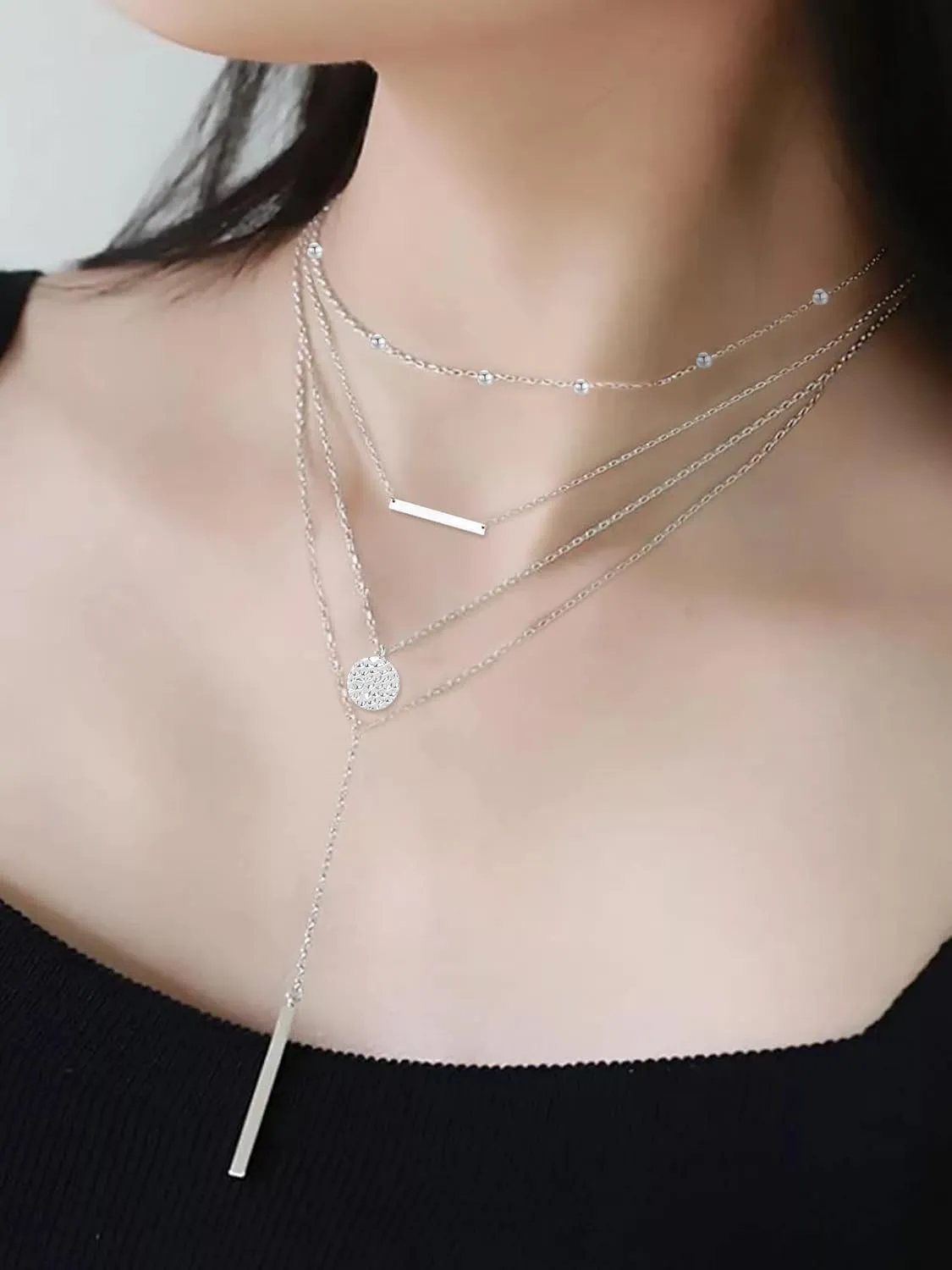 YANCHUN Layered Necklace for Women Stackable Necklaces Set Dainty Chain Necklace Layering Stack Charm Necklace Trendy Jewelry Christmas Gifts Stuffs Stocking Stuffers for Women