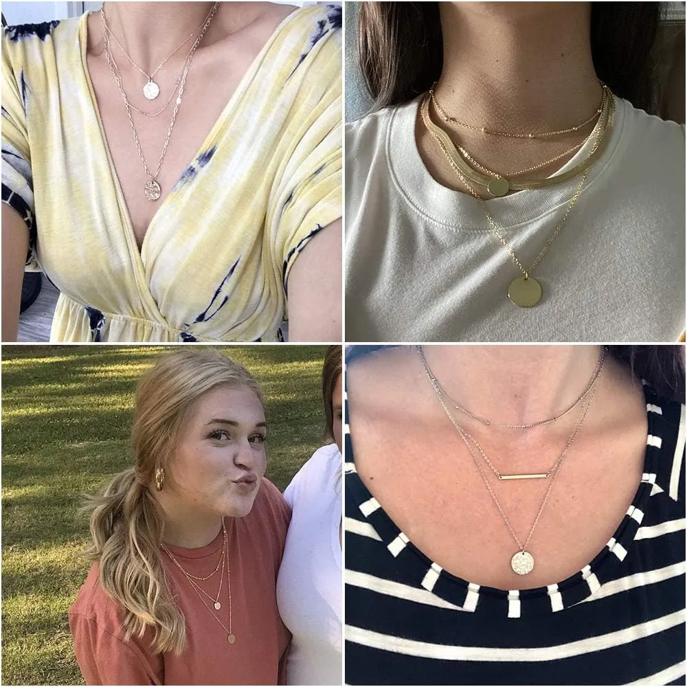 YANCHUN Layered Necklace for Women Stackable Necklaces Set Dainty Chain Necklace Layering Stack Charm Necklace Trendy Jewelry Christmas Gifts Stuffs Stocking Stuffers for Women