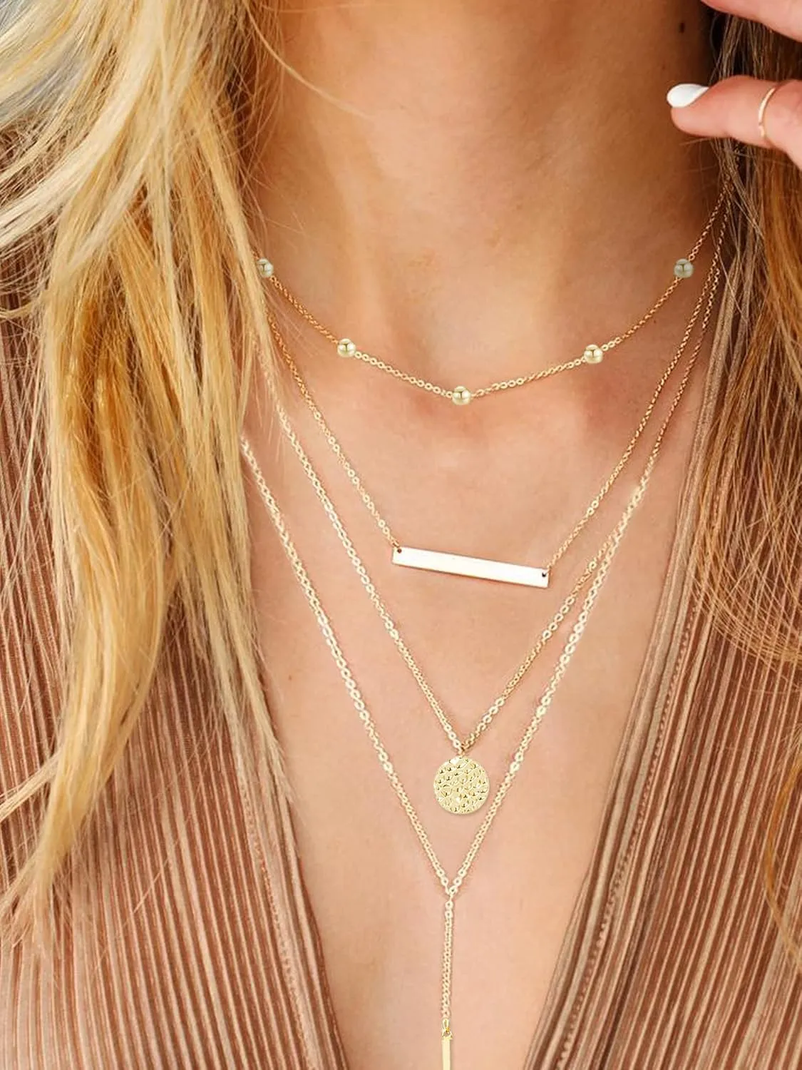 YANCHUN Layered Necklace for Women Stackable Necklaces Set Dainty Chain Necklace Layering Stack Charm Necklace Trendy Jewelry Christmas Gifts Stuffs Stocking Stuffers for Women