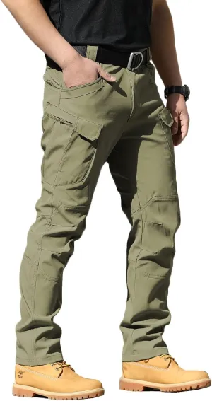 YAXHWIV Men's Flex Ripstop Tactical Pants Lightweight Hiking Casual Cargo Pants Multi Pockets Water Resistant(No Belt)