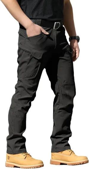 YAXHWIV Men's Flex Ripstop Tactical Pants Lightweight Hiking Casual Cargo Pants Multi Pockets Water Resistant(No Belt)