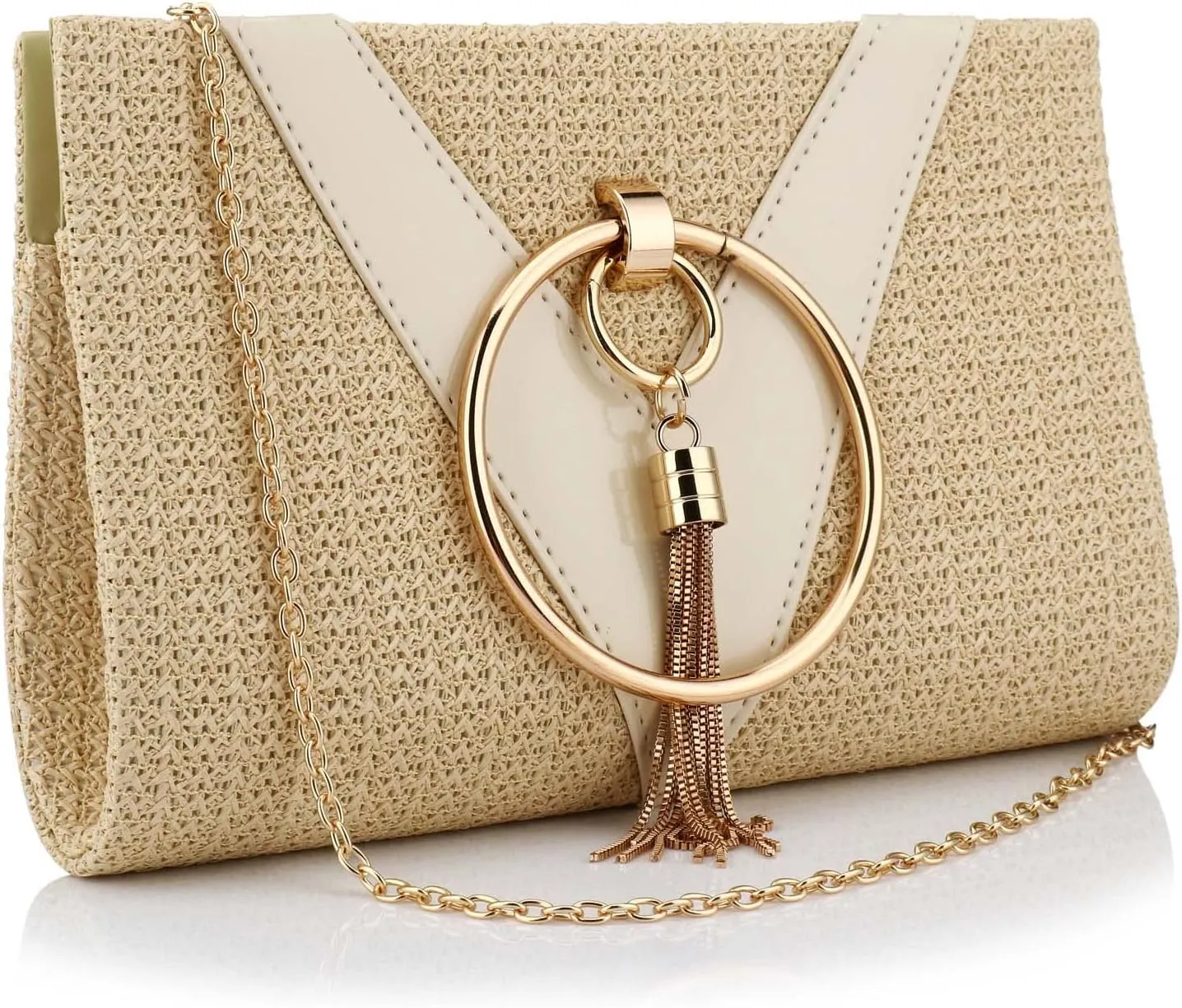 YYW Summer Beach Straw Evening Bag,Straw Clutch Purse Straw Handbag Shoulder Bag Top-handle Bag