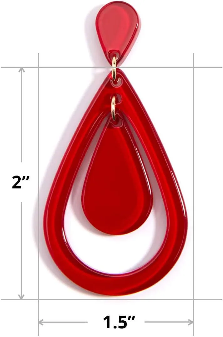ZENZII Acrylic Resin Teardrop Cutout Earrings for Women
