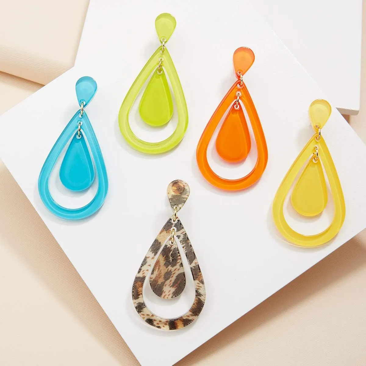 ZENZII Acrylic Resin Teardrop Cutout Earrings for Women