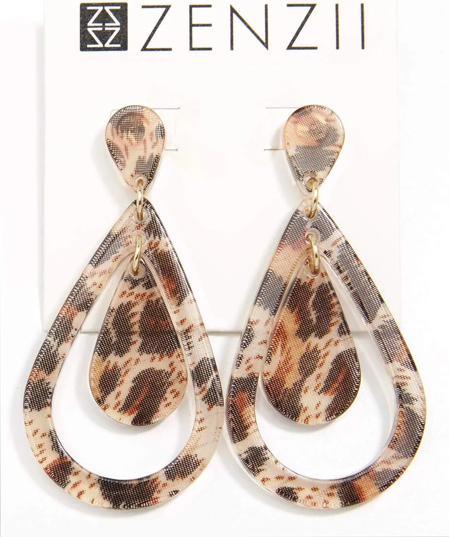 ZENZII Acrylic Resin Teardrop Cutout Earrings for Women