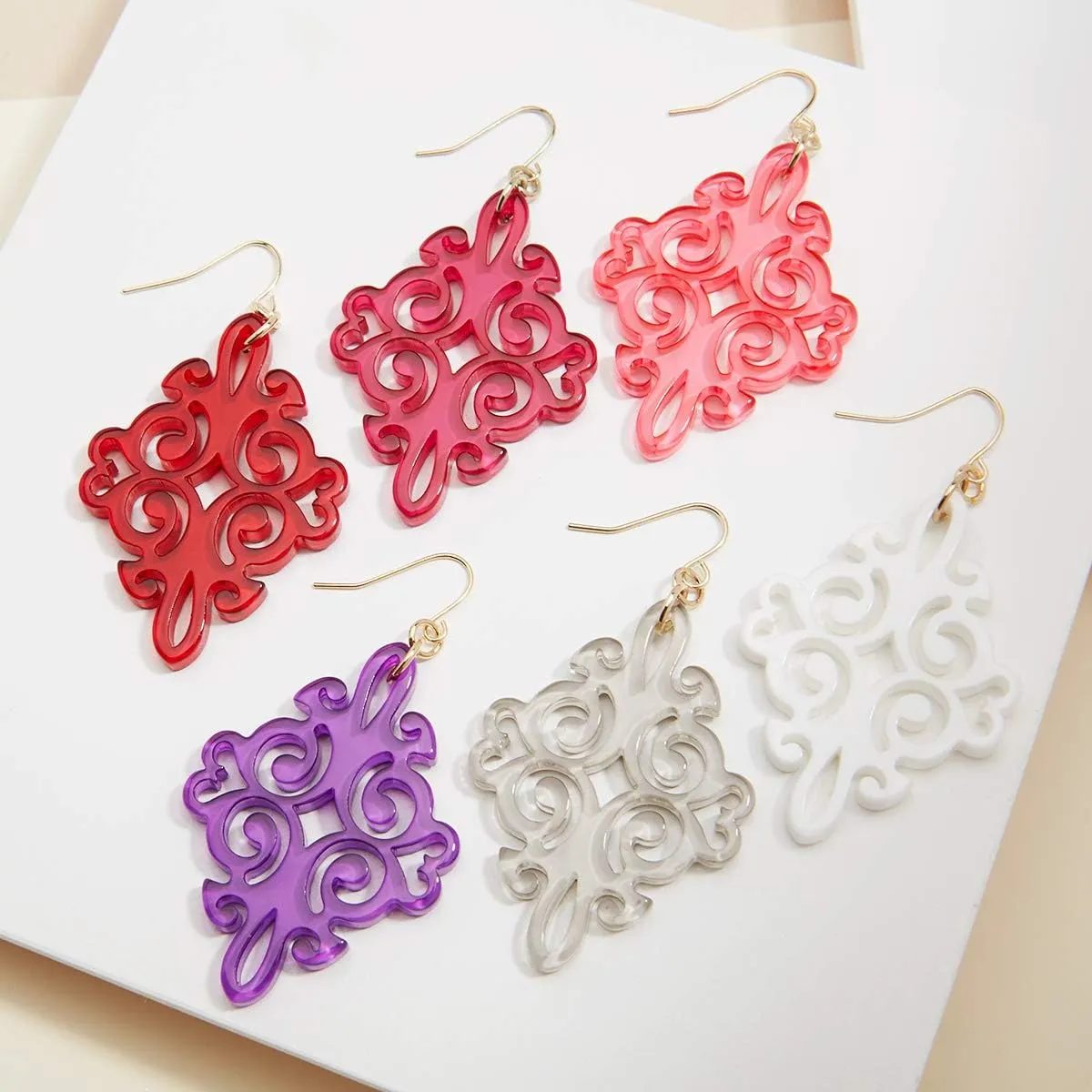 ZENZII Acrylic Resin Twirling Drop Earrings for Women