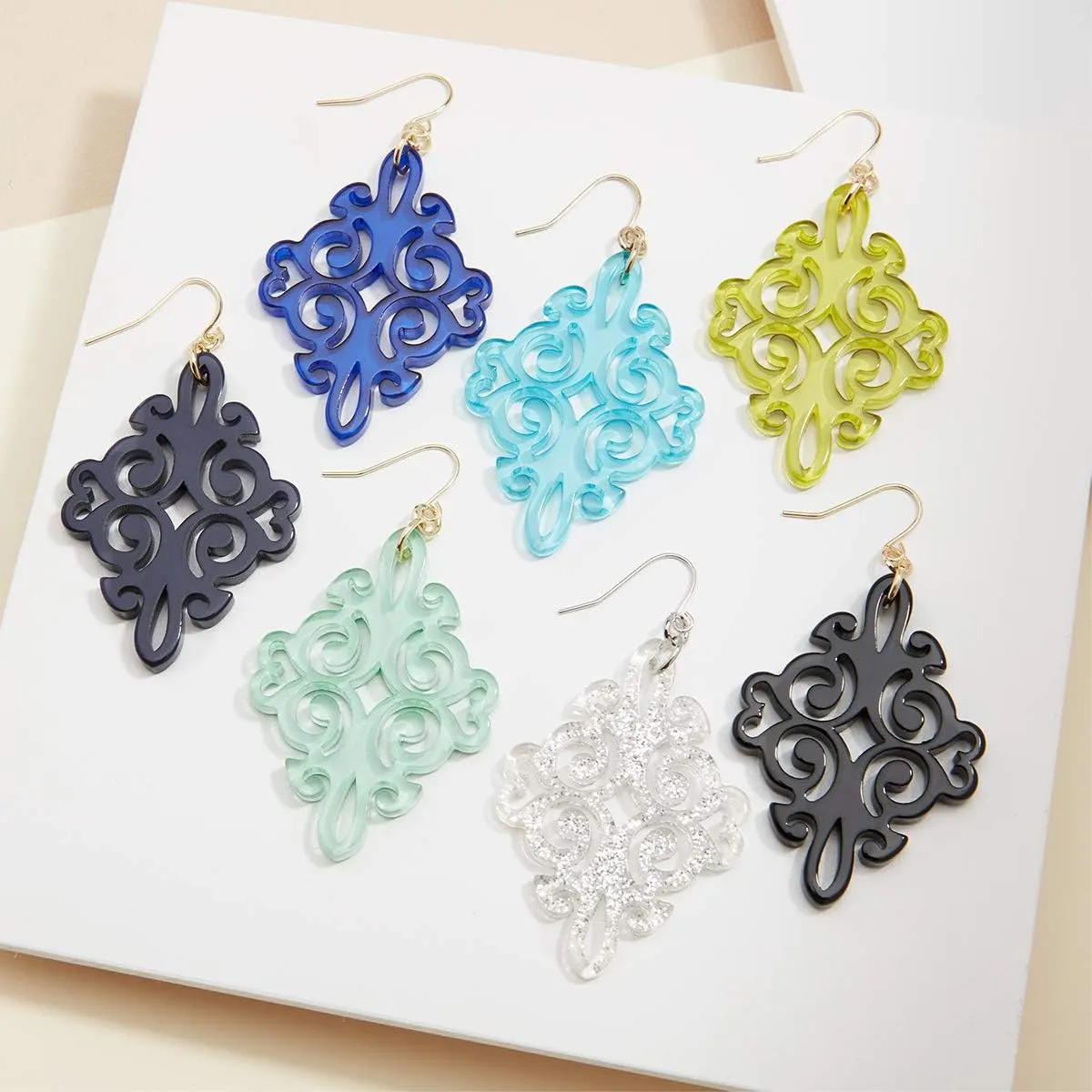 ZENZII Acrylic Resin Twirling Drop Earrings for Women
