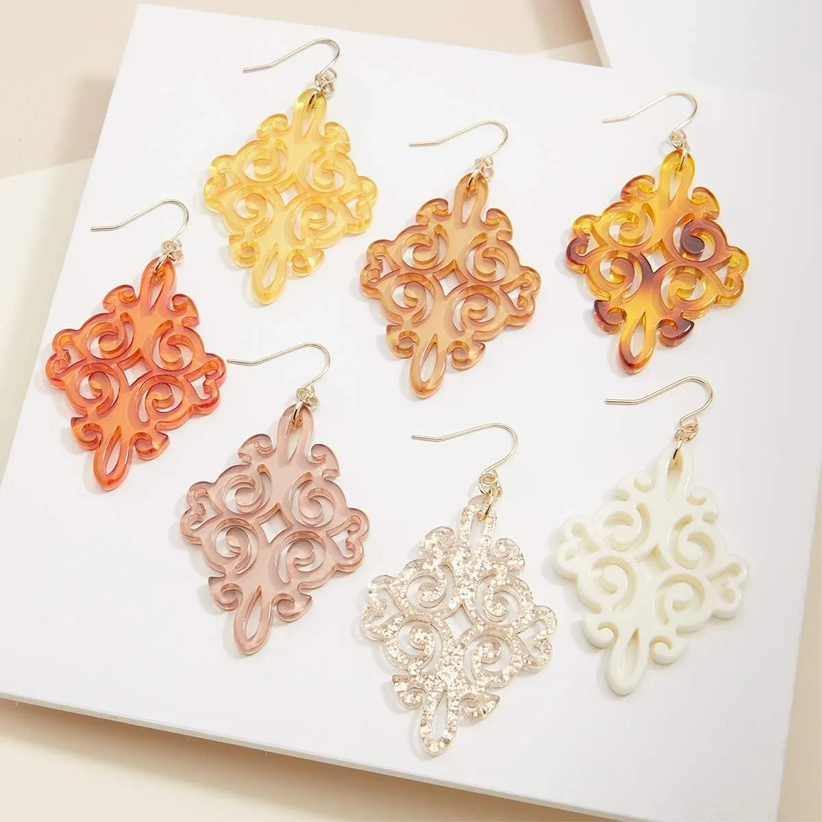 ZENZII Acrylic Resin Twirling Drop Earrings for Women