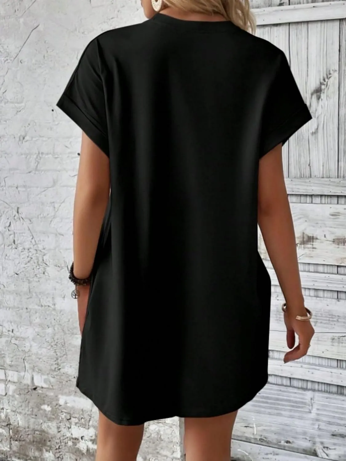 ZWRXW T Shirt Dresses for Women 2024 Summer Short Sleeve Tunic Dress Casual Flowy Swing Dress Baggy House Dress with Pockets